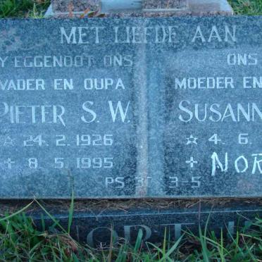 NORTJE Pieter S.W. 1926-1995 &amp; Susanna J. 1931-