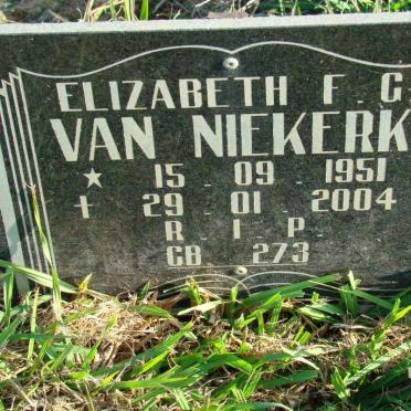 NIEKERK Elizabeth F.G., van 1951-2004