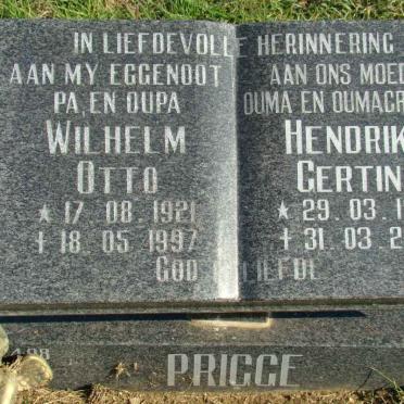 PRIGGE Wilhelm Otto 1921-1997 &amp; Hendrika Gertina 1934-2005