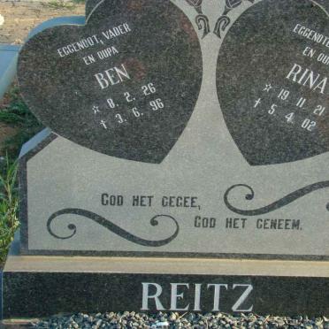 REITZ Ben 1926-1996 &amp; Rina 1921-2002