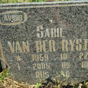 RYST Sarie, van der 1959-2005