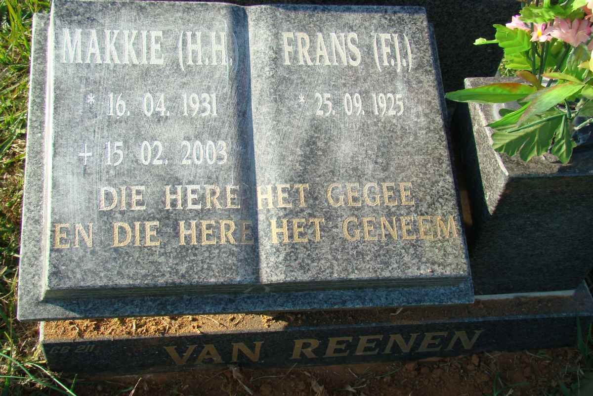 REENEN F.J., van 1925- &amp; H.H. 1931-2003