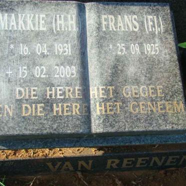 REENEN F.J., van 1925- &amp; H.H. 1931-2003