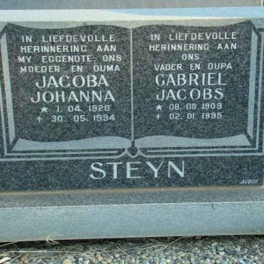 STEYN Gabriel Jacobs 1909-1995 &amp; Jacoba Johanna 1920-1994