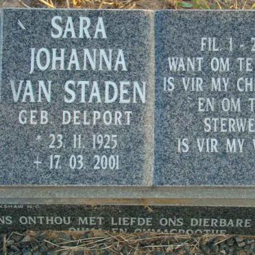 STADEN Sara Johanna, van nee DELPORT 1925-2001