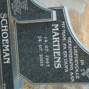 SCHOEMAN Martiens 1947-2003
