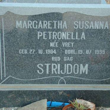 STRIJDOM Margaretha Susanna Petronella nee VREY 1904-1999