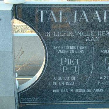 TALJAARD P.J. 1911-1993 &amp; G.R. 1921-1999