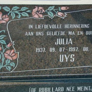 UYS Julia formerly DE ROBILLARD nee MEINTJIES 1937-1997