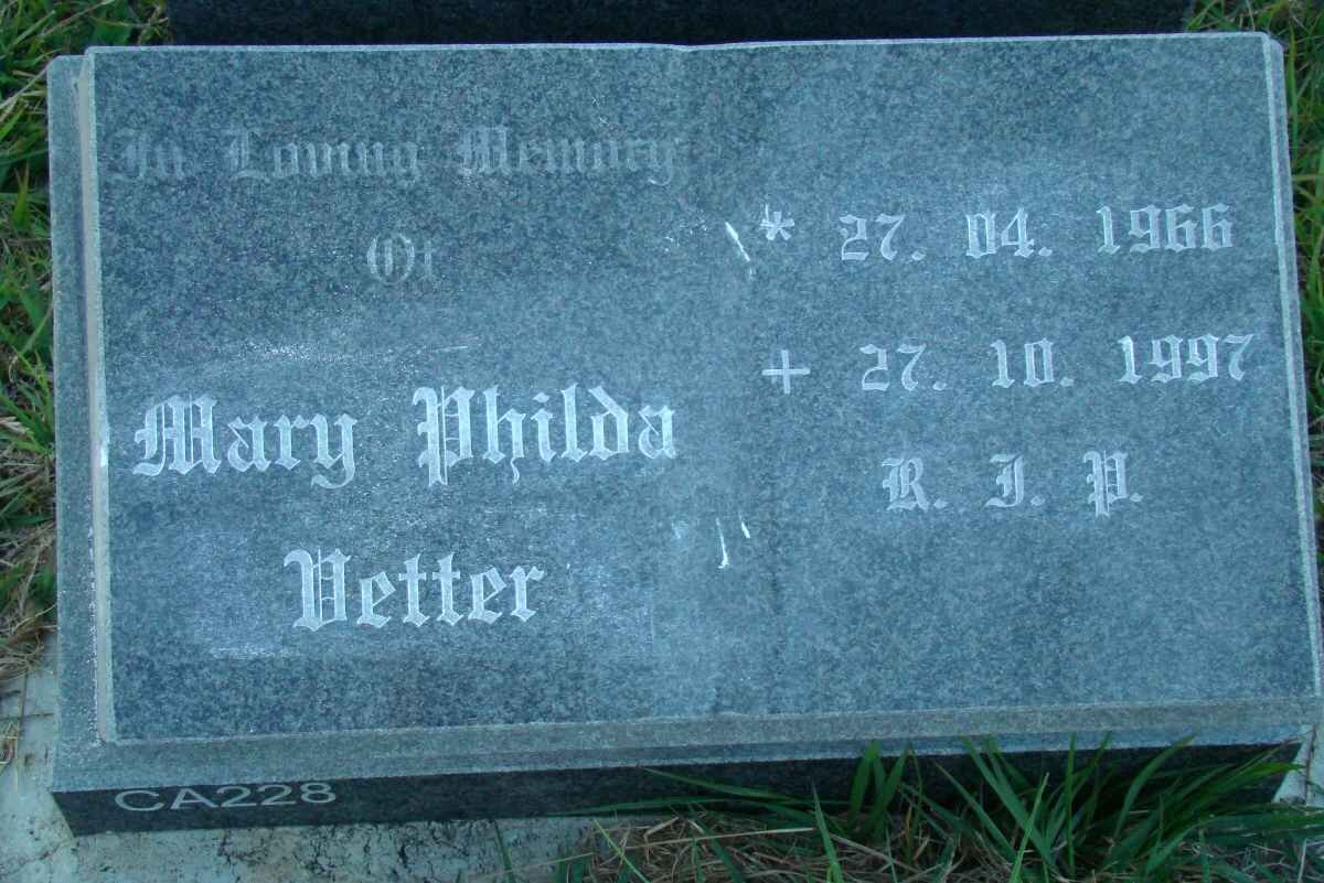 VETTER Mary Philda 1966-1997