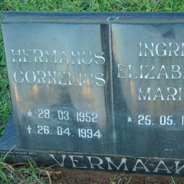 VERMAAK Hermanus Cornelius 1952-1994 &amp; Ingrid Elizabeth Maria 1954-
