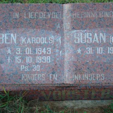 VORSTER Ben 1943-1998 &amp; Susan 1946-