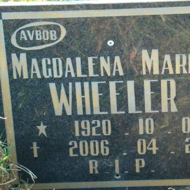 WHEELER Magdalena Maria 1920-2006