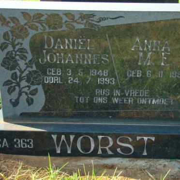 WORST Daniel Johannes 1948-1993 &amp; Anna M.E. 1958-