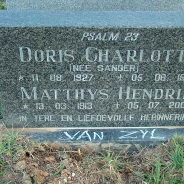 ZYL Matthys Hendrik, van 1913-2000 &amp; Doris Charlotta SANDER 1927-1996