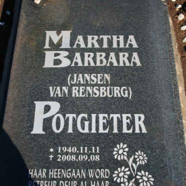POTGIETER Martha Barbara nee JANSEN VAN RENSBURG 1940-2008