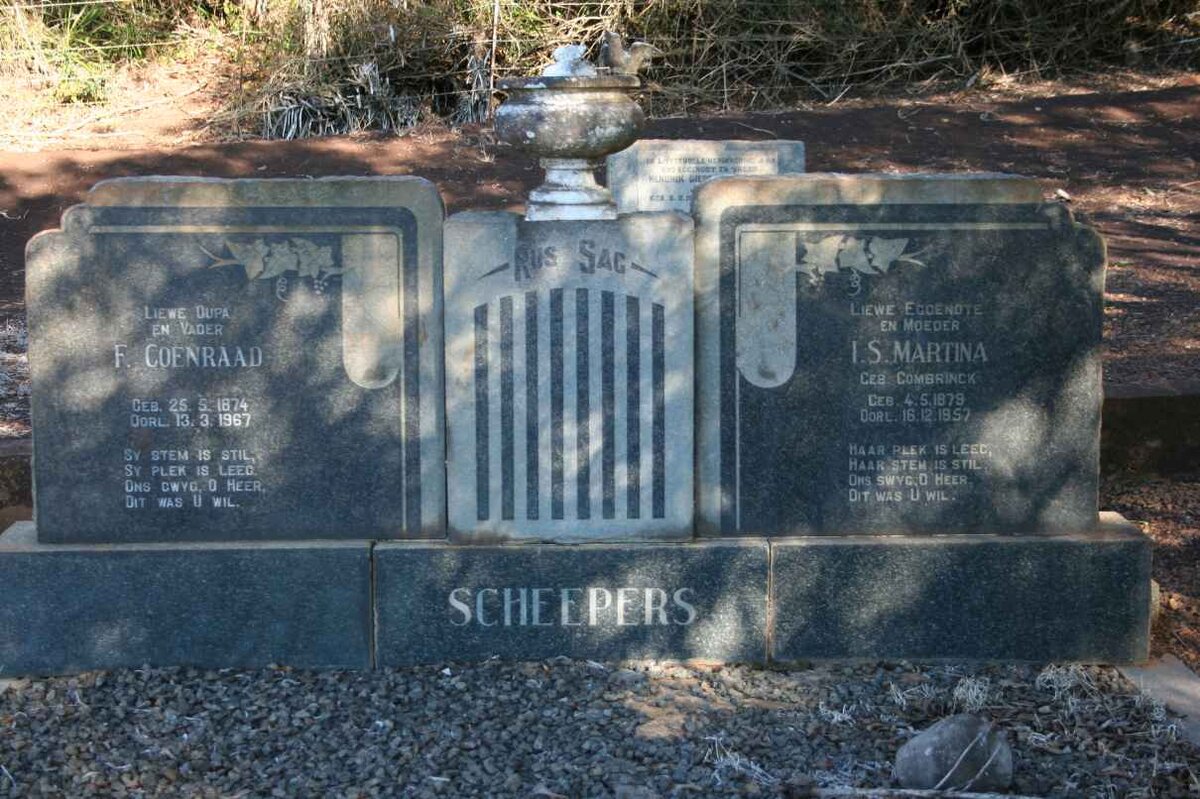 SCHEEPERS F. Coenraad 1874-1967 &amp; I.S. Martina COMBRINCK 1879-1957