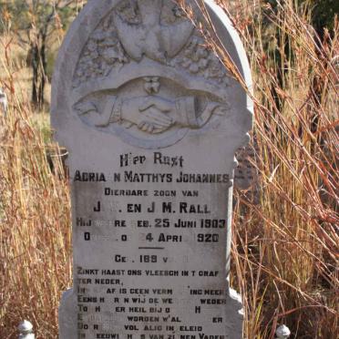 RALL Adriaan Matthys Johannes 1903-1920