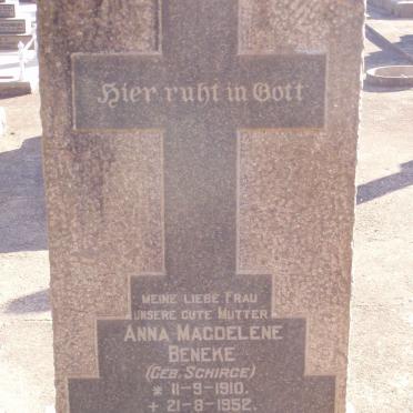 BENEKE Anna Magdelene nee SCHIRGE 1910-1952