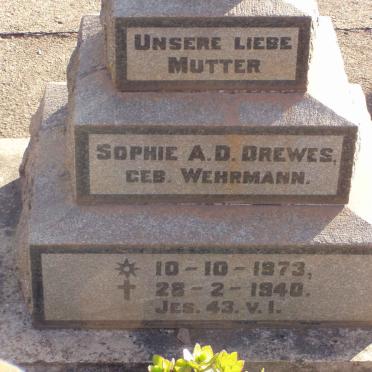 DREWES Sophie A.D. nee WEHRMANN 1873-1940