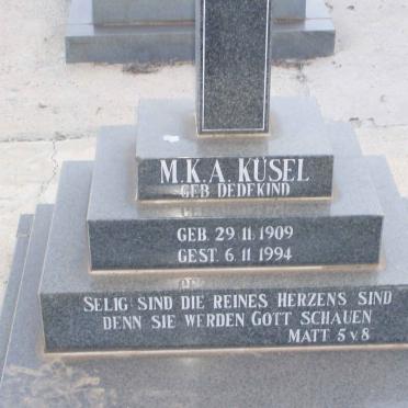 KUSEL M.K.A. nee DEDENKIND 1909-1994