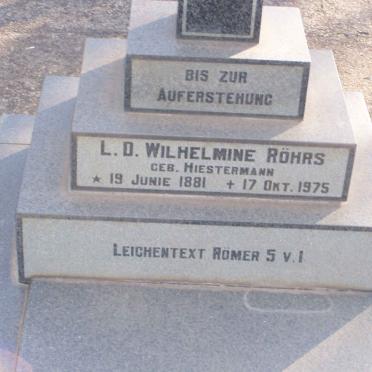 ROHRS L.D. Wilhelmine nee HIESTERMANN 1881-1975