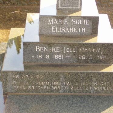 BENEKE Marie Sofie Elisabeth nee MEYER 1891-1981