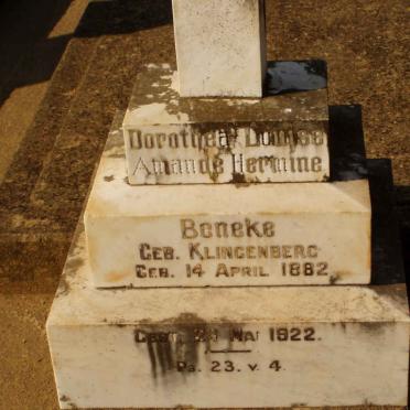 BENEKE Dorothea Louise Amande Hermine nee KLINGENBERG 1882-1922