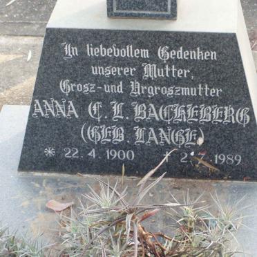 BACKEBERG Anna C.L. nee LANGE 1900-1989