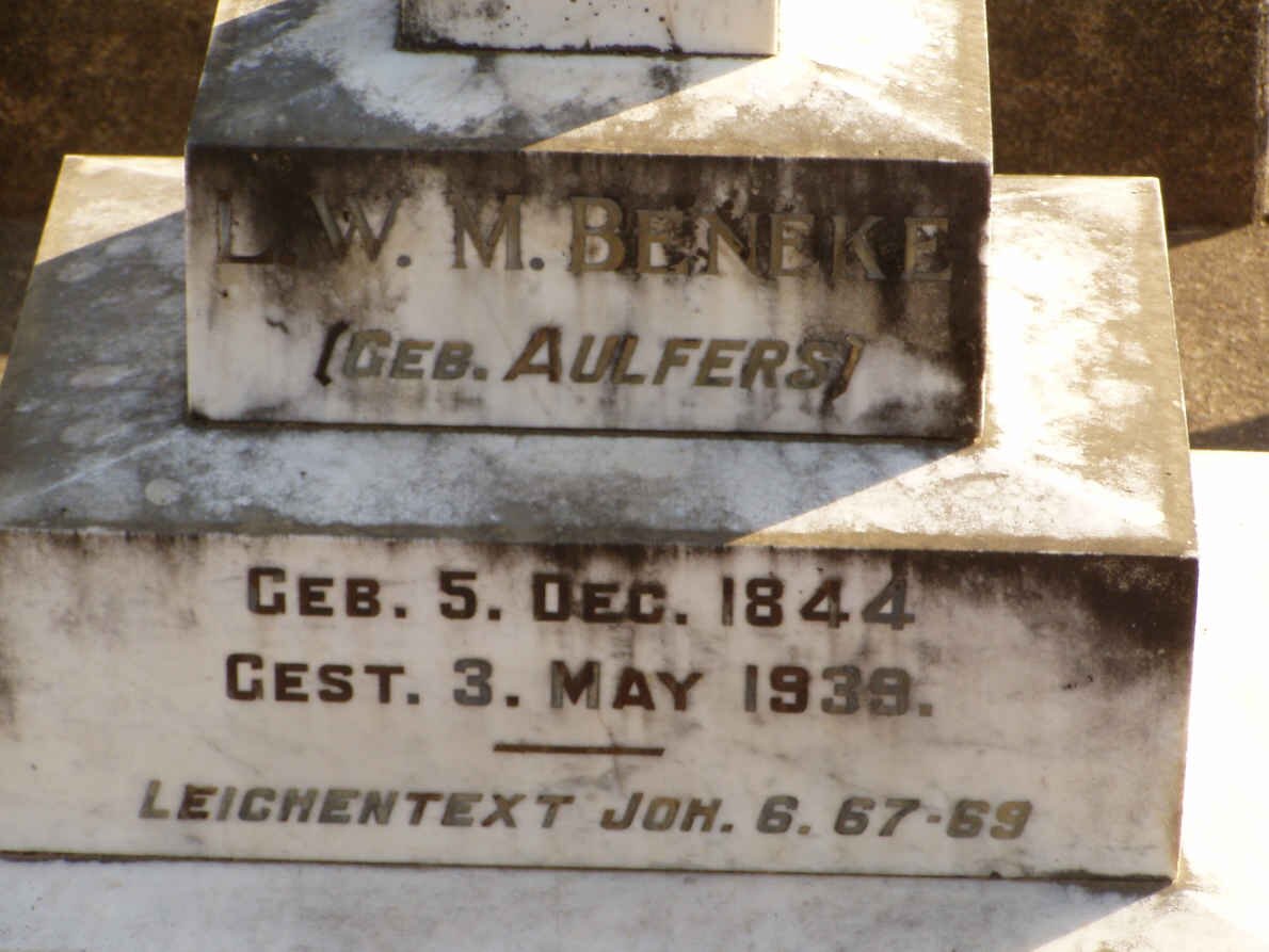 BENEKE L.W. nee AULFERS 1844-1939
