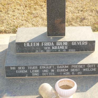 GEVERS Eileen Frida Irene nee KRAMER 1913-2003