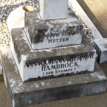 HAMBROCK Anna Johanna Hermine nee STUMPF 1877-1948