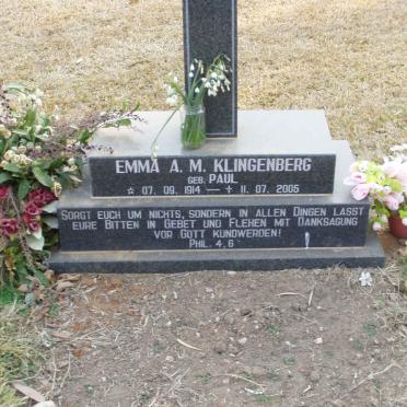 KLINGENBERG Emma A.M. nee PAUL 1914-2005