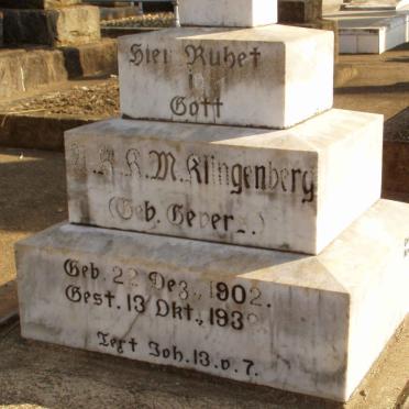 KLINGENBERG A.K.K.M. nee GEVERS 1902-1932