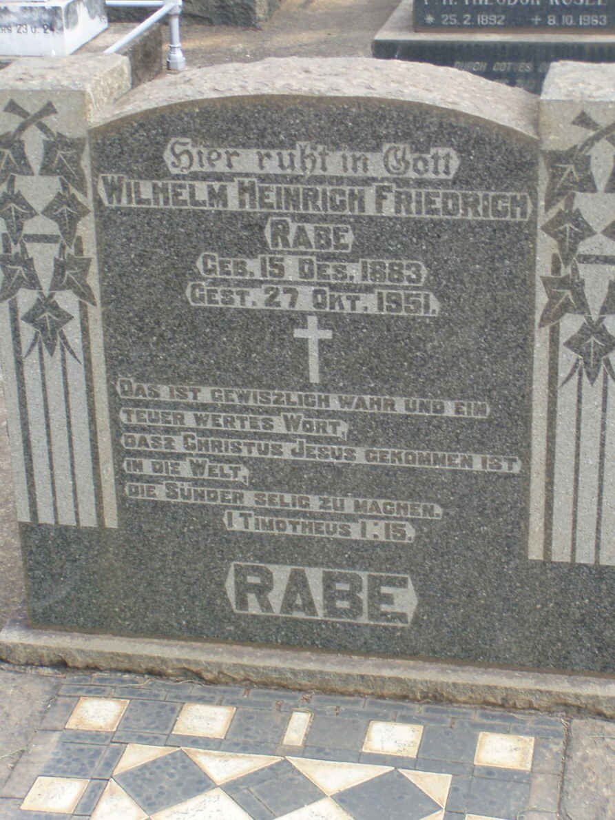 RABE Wilhelm Heinrich Friedrich 1883-1951