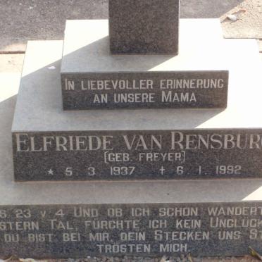 RENSBURG Elfriede, van nee FREYER 1937-1992
