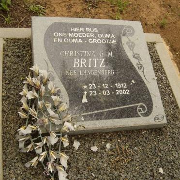 BRITZ Christina E.M. nee LANGENBERG 1912-2002