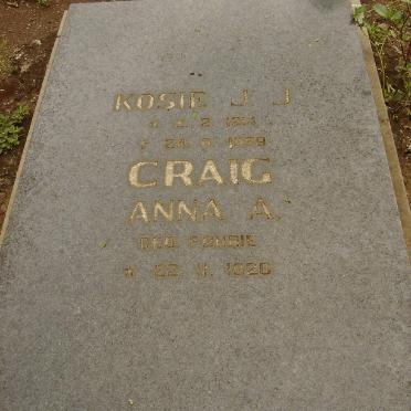 CRAIG J.J. 1914-1959 &amp; Anna A. FOURIE 1920-