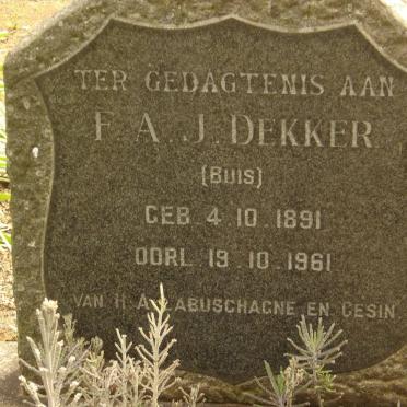 DEKKER F.A.J. 1891-1961