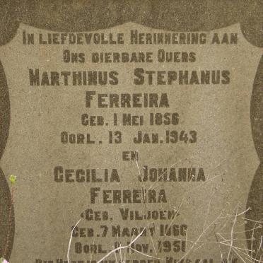 FERREIRA Marthinus Stephanus 1856-1943 &amp; Cecilia Johanna VILJOEN 1860-1951