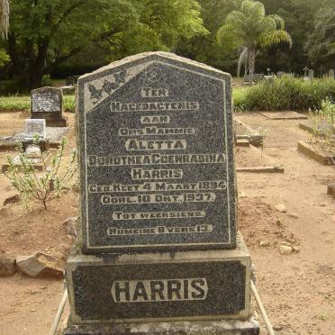 HARRIS Aletta Dorothea Coenradina nee KEET 1894-1937
