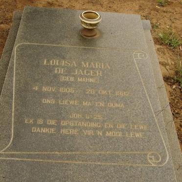 JAGER Louisa Maria, de nee MAHNE 1905-1992