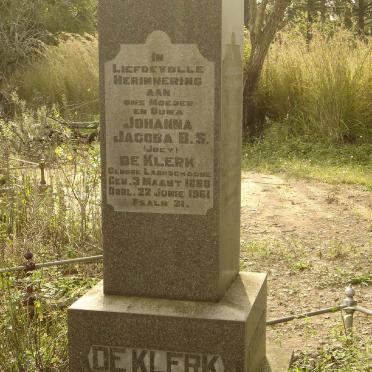 KLERK Johanna Jacoba B.S. nee LABUSCHAGNE 1885-1961