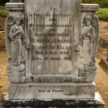 KOLBE Hendrik Johannes Hofmeyr 1889-1956