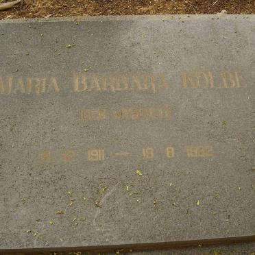 KOLBE Maria Barbara nee MYBURGH 1911-1982