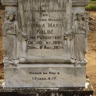 KOLBE Johanna Maria nee POTGIETER 1894-1934