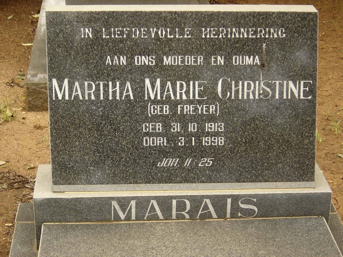 MARAIS Martha Marie Christine nee FREYER 1913-1998