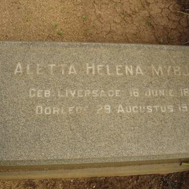 MYBURGH Aletta Helena nee LIVERSAGE 1889-1973