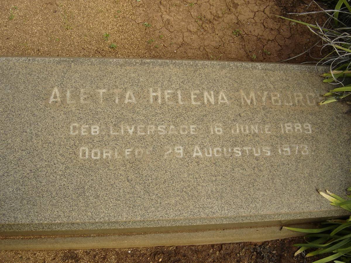 MYBURGH Aletta Helena nee LIVERSAGE 1889-1973