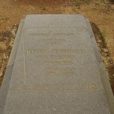 PLESSIS Martha Magdalena, du nee KLEINHAUS 1876-1977